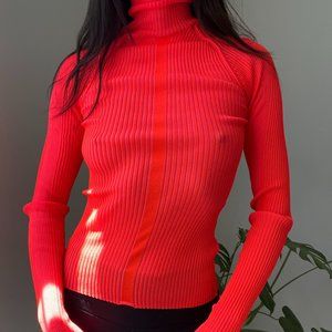 Acne Studios Komina Neon Ribbed Knit Turtleneck